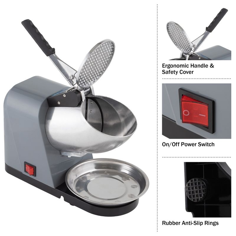 Great Northern Popcorn 2.4 lbs per minute Electric Three-Blade Snow Cone Machine - 170W Ice Shaver Countertop Crushed Ice Maker - Gray, 3 of 12