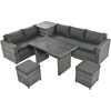 VYNXARIA Outdoor 6-Piece All Weather PE Rattan Sofa Set, Garden Patio Wicker Sectional Furniture Set with Adjustable Seat,Gray - 2 of 4