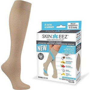 Skineez Medical Grade Advanced Healing Compression Socks 10-20mmHg, White, Black or Tan, Small - X Large Sizes, 1 Pair - 1 of 3