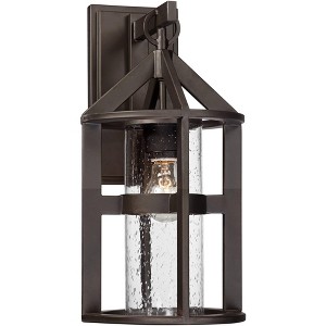 John Timberland Argentine Industrial Rustic Wall Light Sconce Bronze Metal Hardwire 8 1/2" Fixture Clear Seedy Glass for Bedroom Bathroom Vanity Home - 1 of 4