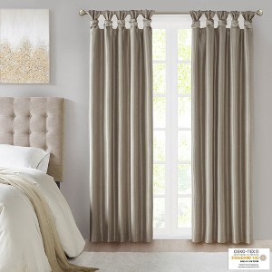 PAGED 50x84 Inch Polyester Twist Tab Lined Blackout Curtains,Faux Silk Sheen Base Face Fabric Curtain Panels for Living Room,Bedroom - 1 of 4