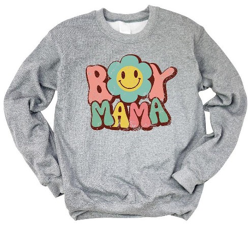 Simply Sage Market Women s Graphic Sweatshirt Boy Mama Flower 2XL Graphite