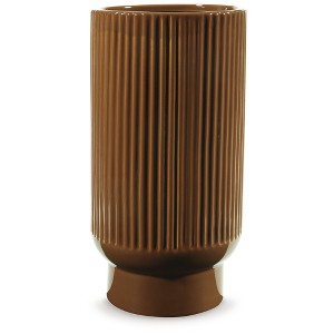 Signature Design by Ashley Avalyah 12" Ceramic Vase, Burnt Umber Indoor/Outdoor - 1 of 4