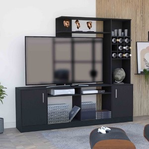 78.7" Manufactured Wood Entertainment Center for TVs up to 37" with Double Door Cabinet and Six External Shelves for Living Room - 1 of 4