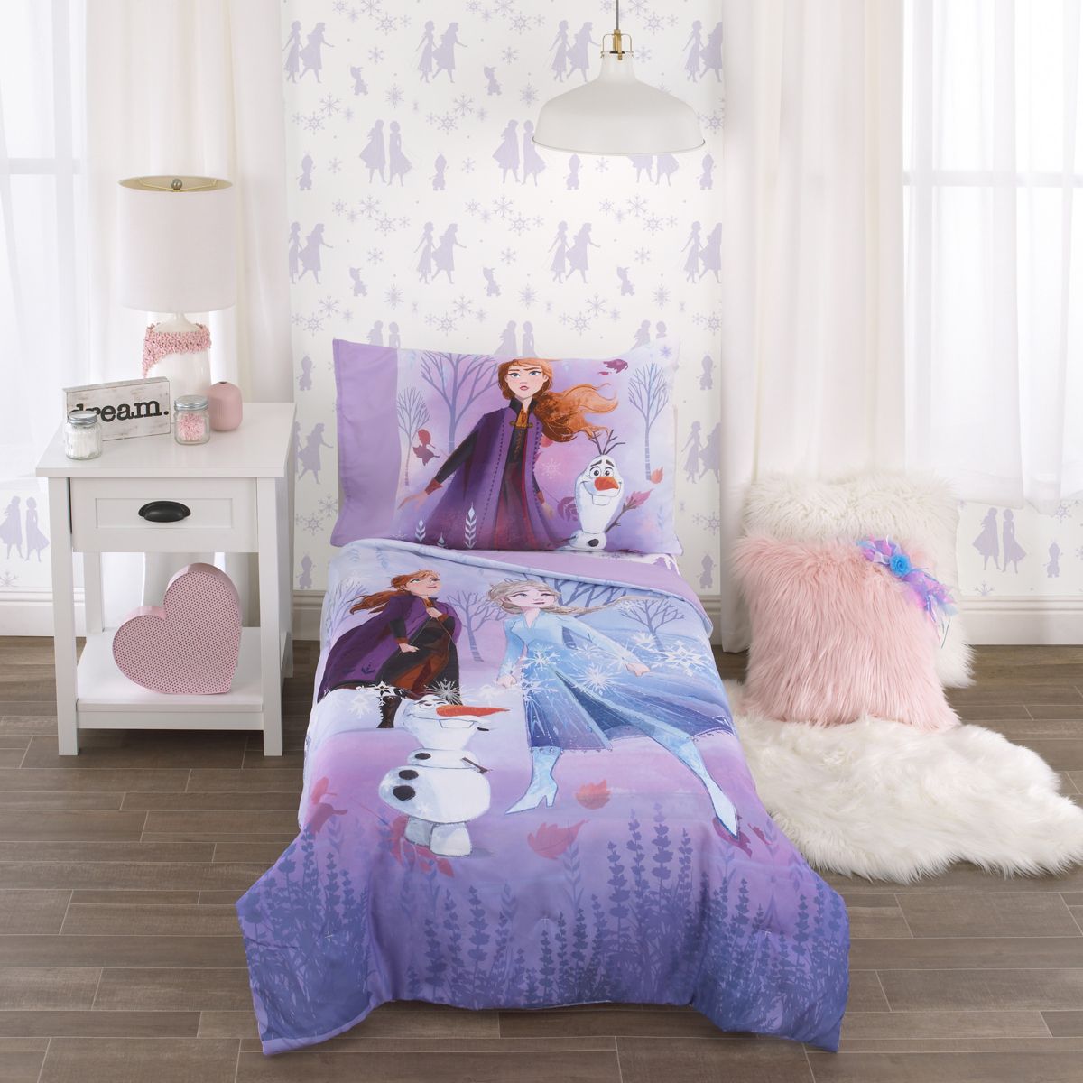 Disney Frozen 2 Lavender, Light Blue and Purple Forest Spirit 4 Piece Toddler Bed Set - thumbnail 8