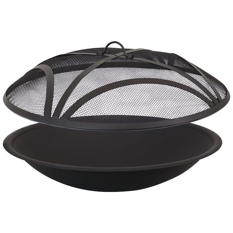 Sunnydaze Outdoor Replacement Steel Fire Pit Bowl with Spark Screen - Black, 1 of 11