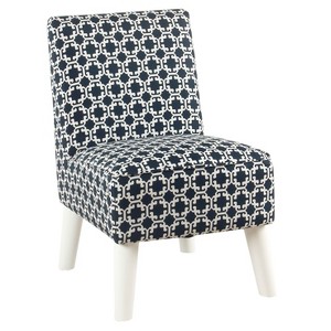Kids Modern Slipper Chair Indigo/White Lattice - HomePop, Blue/White Lattice