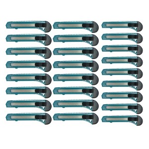 MotoProducts 25 Bulk 6" Box Cutters Turquoise with Snap-Off Blades and Safety Locks - 1 of 4