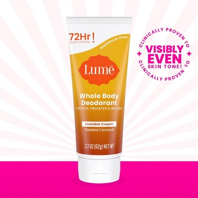 Lume Whole Body Women&#8217;s Deodorant - Invisible Cream Tube - Aluminum Free - Toasted Coconut Scent - 2.2oz_9