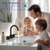 Gulches Matte Black Widespread Bathroom Sink Faucet, 8-Inch 2 Handle Lavatory Faucet with 360° Swivel Spout and Pop Up Drain Assembly - 2 of 4