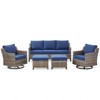 Buenhomino 5 Pieces Patio Furniture Set with Swivel Chairs, High Back Wicker Rattan Sofa with Thick Cushion and Ottoman, Outdoor Conversation Set - 2 of 4