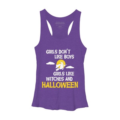 Women's Design By Humans Girls like Halloween By OffensiveFun Racerback Tank Top