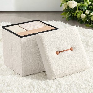 SONGMICS HOME Small Folding Storage Ottoman, Foot Rest Stool, 15 x 15 x 15 Inches, Ottoman with Storage, Load up to 660 lb - 1 of 4