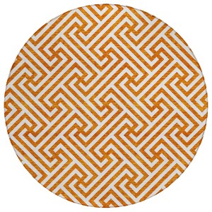 Orange And Ivory Geometric Washable Indoor Outdoor Area Rug - 1 of 4