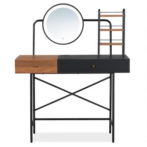Infurnic Makeup Vanity Tables Set with Lighted Mirror, Drawer and Shelves, for Bedroom, Multicolored, 40.55"*18.89"*50.4" - 1 of 4