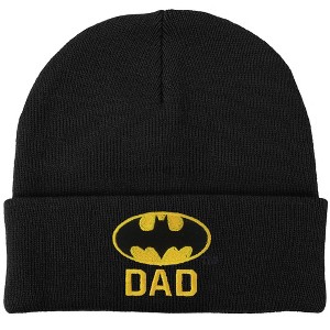 Batman Bat Dad Shield Logo Knit Beanie for Men and Women, Black - 1 of 4