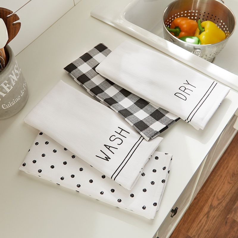 Farmhouse Living Sentiments Kitchen Towels, Set of 4 - 18" x 28" - Black/White - Elrene Home Fashions, 2 of 4