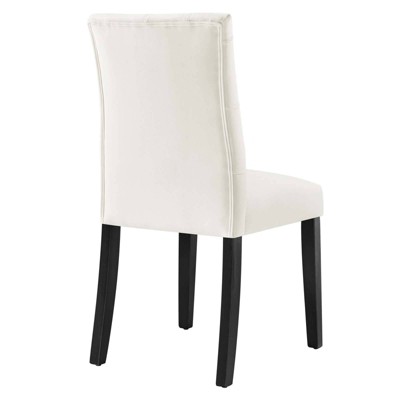 White Velvet Upholstered Dining Chairs with Wood Legs - Set of 2