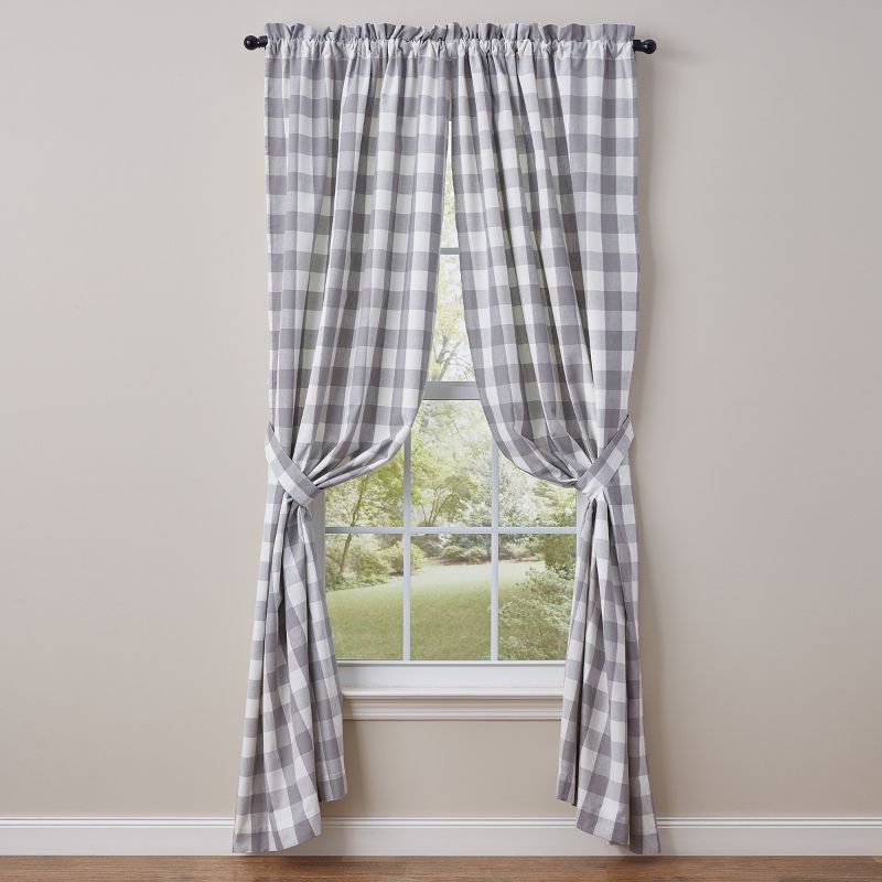 Park Designs Grey Buffalo Check Lined Panel Pair 72x84, 2 of 7