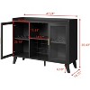 47in Liquor Cabinet Bar with LED Light, Wine Bar Cabinet Kitchen Sideboard Buffet Storage Rack with Door for Home Living Room Dining Room, Black - 2 of 4