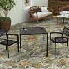Merrick Lane Faux Teak Outdoor Dining Table with Powder Coated Steel Frame and Umbrella Hole - 3 of 4