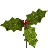 Northlight 12" Glittered Holly with Berry Christmas Pick Spray - 3 of 4