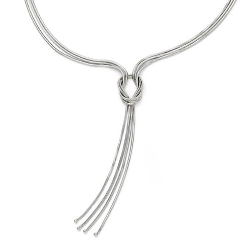 Black Bow Jewelry Multi Strand Lariat Knot Necklace in Sterling Silver, 16-18 Inch - image 1 of 4