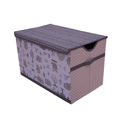 Bacati - Owls Gray/Beige Neutral Cotton Storage Toy Chest