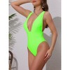 INSPIRE CHIC Women's Deep V Plunge Monokini Backless Bikini Set, Wide Strap Slimming Swimwear Bathing Suit 1 Set - 2 of 4