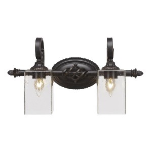 Toltec Lighting Elegante 2 - Light Vanity in  Dark Granite with 4" Square Clear Bubble Shade - 1 of 1