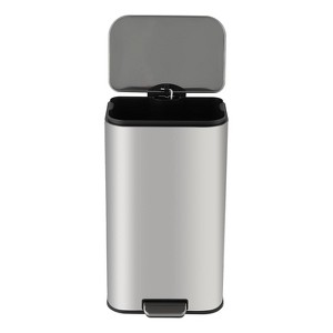 Commercial Stainless Steel Trash Can with Soft-Close Lid & Foot Pedal, Fingerprint-Proof Kitchen Waste Bin for Home, Office, Restaurant - 1 of 4