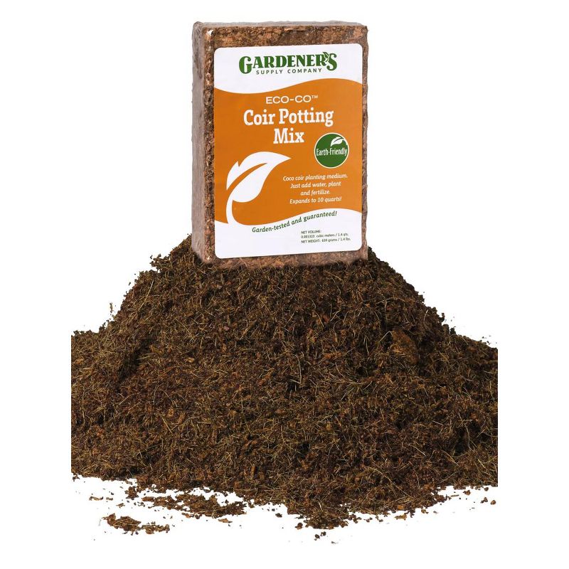 Gardener's Supply Company Eco-co Coconut Coir Potting Mix Brick | Expands to 10 Quarts of Mix, Earth-Friendly for Container Planting, Raised Beds, 1 of 3