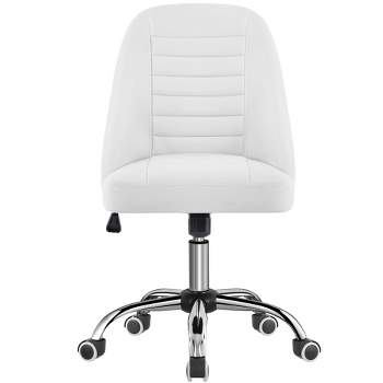Yaheetech Faux Leather Mid Back Home Office Desk Chair with Chrome-plated Metal Base