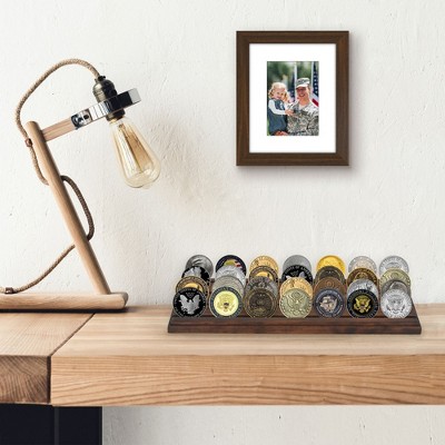 Americanflat 12x4 Challenge Coin Display with 4 Rows in Walnut - Military Coin Display Stand in Solid Engineered Wood