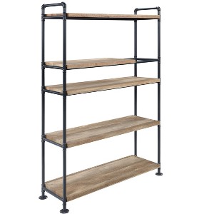 TiramisuBest Clover 6-Tier Freestanding Bookshelf, 67" Tall Dark Walnut Bookcase, Anti-Tip Safety Design, MDF Wood for Home Office & Living Room - 1 of 4