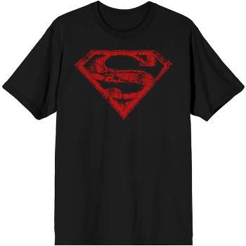 DC Comic Book Superman Red Logo Mens Black Graphic Tee