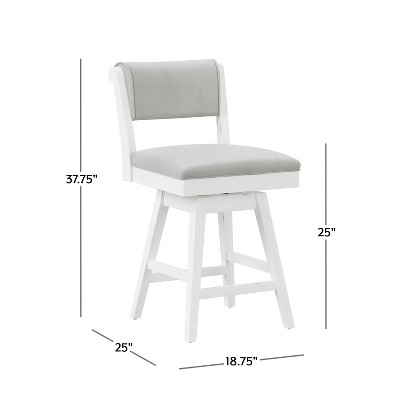 Clarion White Wood and Upholstered Swivel Counter Stool