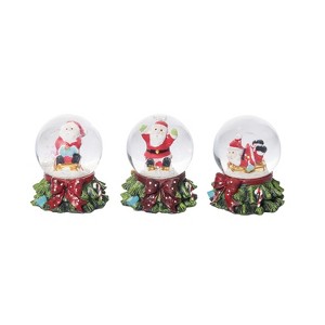 Transpac Resin Sledding Santa Snow Globe Set of 3 Christmas Home Decorations - 1 of 1