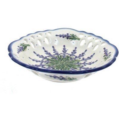 Blue Rose Polish Pottery Lavender Fields Large Fruit Dish