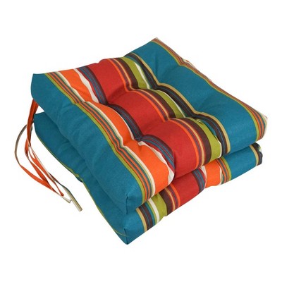 Blazing Needles, 16-inch Spun Polyester Patterned Outdoor Square Tufted Chair Cushions (Set of 2)
