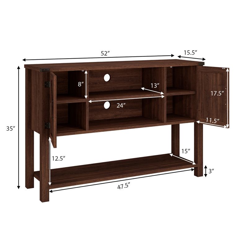 Costway Barn Door TV Stand Console Sideboard Buffet for TVs Up to 60'' w/Storage Cabinets, 3 of 11