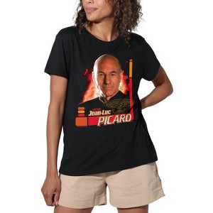 Women's Star Trek Captain Picard Loose T-Shirt Black - 1 of 4