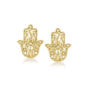 Pure Collection by Ross-Simons Italian 14kt Yellow Gold Hamsa Earrings - 1 of 4