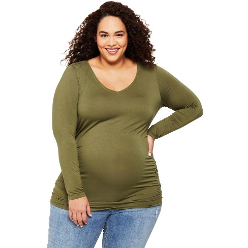 Motherhood Maternity | Plus Size Long Sleeve Side Maternity Tee : Target