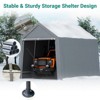 Outdoor Storage Shed with Metal Frame, Waterproof PE Cover & Roll-Up Zipper Door, Portable Car Shelter Tent for Motorcycle, Bike, Garden Tools - 4 of 4