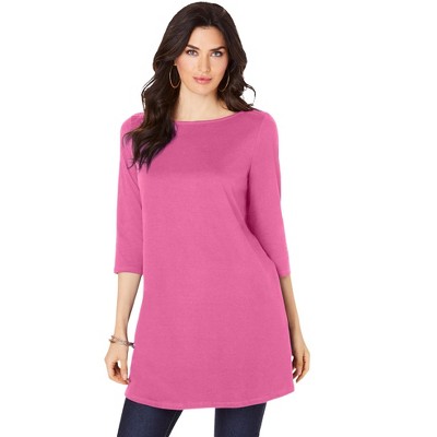 Roaman's Women's Plus Size Boatneck Ultimate Tunic With Side Slits