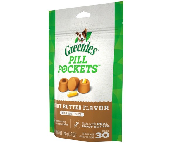 Greenies Capsule Size Pill Pockets Peanut Butter Flavor - 30ct/7.9oz