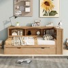 NicBex Twin Size Daybed 86" L Modern Wooden Bed Frame with Trundle, Storage Cabinets and Ports for Bedroom, Living Room, No Box Spring Required - 2 of 4