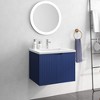 24" Bathroom Wall Mounted Cabinet With Ceramic Sink, Soft Close Doors Floating Vanity Cabinet, Waterproof Sink, Blue - 2 of 4