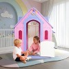 Kids Cottage Playhouse with Door, Mail Slot & Games– Indoor/Outdoor Pretend Playhouse for Toddlers and Young Children，purpole - 4 of 4
